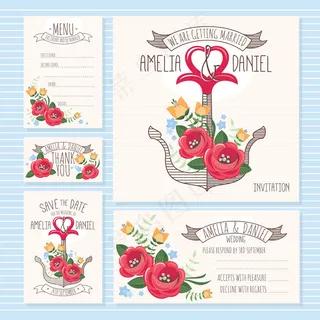 心形玫瑰花婚礼请贴