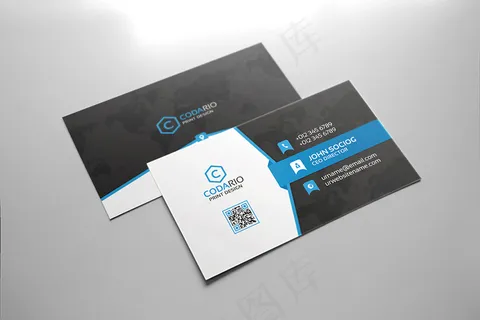 蓝色黑色高档商务名片模板