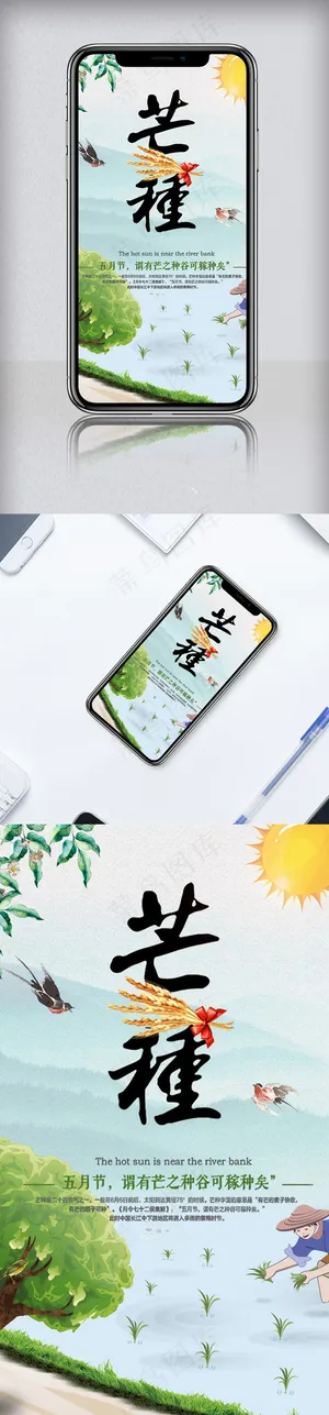 小清新节气芒种手机海报模板