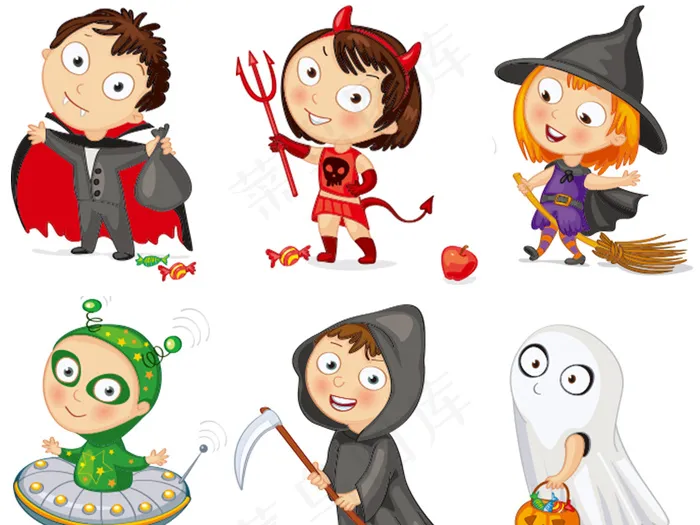 万圣节盛装装扮活动卡通人物设计素材psd模版下载