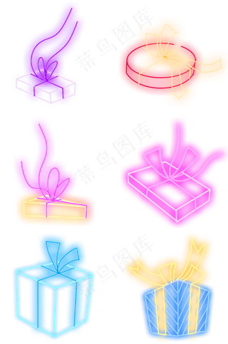 彩色霓虹灯礼物,免抠元素