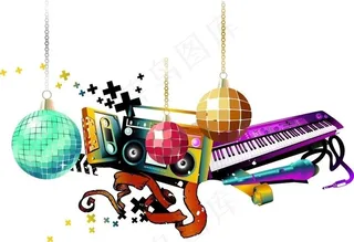 音乐器材和彩灯图片