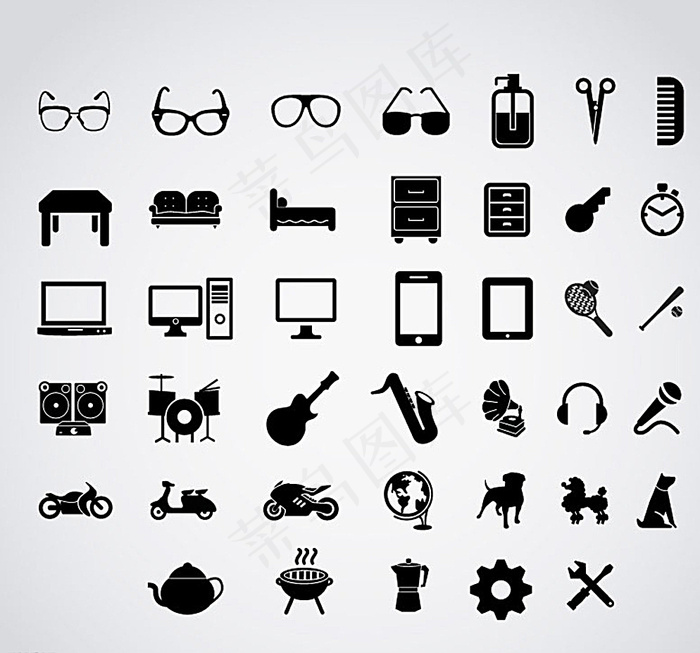 黑色休闲娱乐图标矢量素材图片