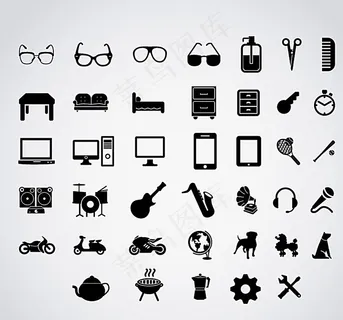 黑色休闲娱乐图标矢量素材图片 黑色休闲娱乐图标矢量素材图片