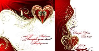 欧式金色花纹心形矢量素材