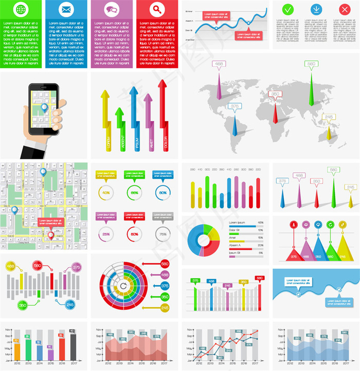 各种统计图图片eps,ai矢量模版下载
