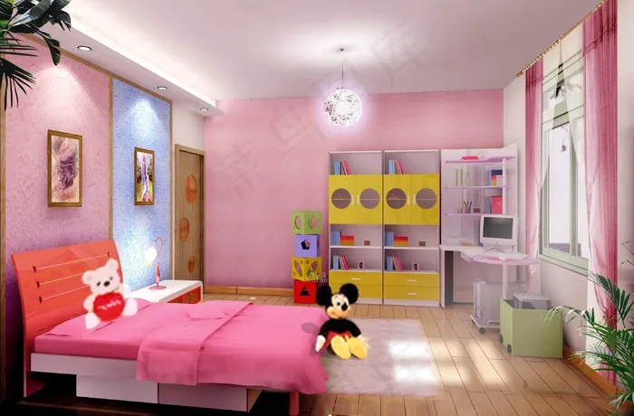 粉色儿童房