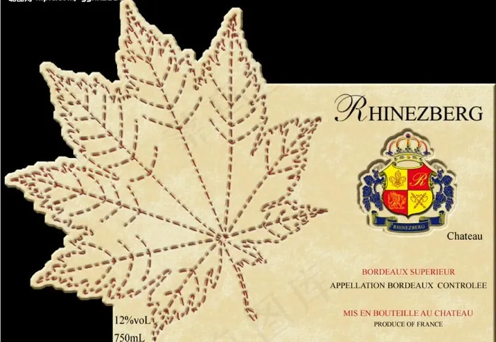 异型红酒酒标图片psd模版下载