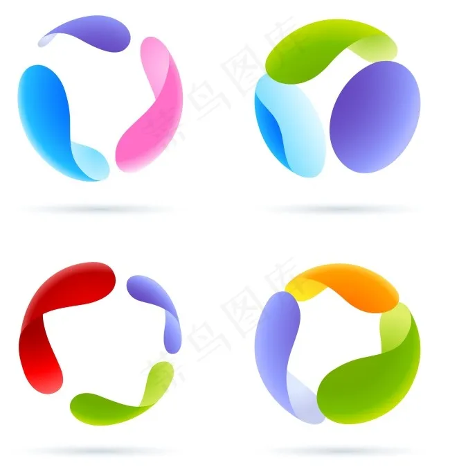 简洁彩色立体质感LOGOai矢量模版下载