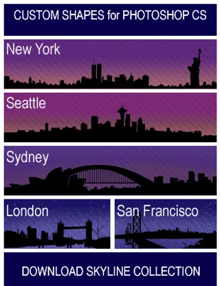 建筑物剪影psd素材