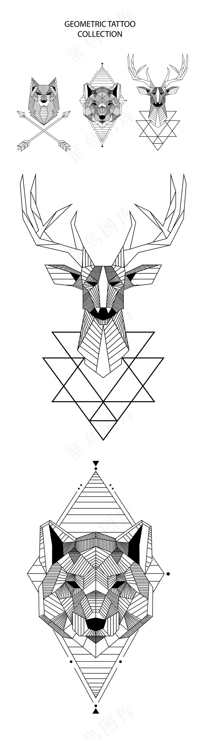 创意线稿动物元素抽象概念设计元素