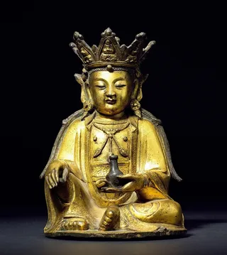 明 鎏金药师观音坐像图片