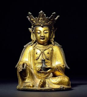 明 鎏金药师观音坐像图片 明 鎏金药师观音坐像图片