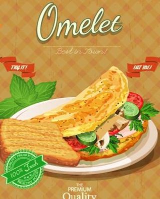 复古海报蛋卷食品矢量02