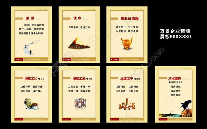万景企业文化展板(210X297)cdr矢量模版下载