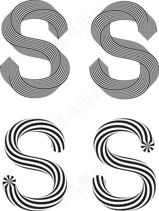 立体三维线条文字矢量素材