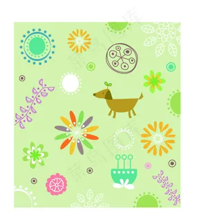 AI矢量素材4色花朵可爱底纹 AI矢量素材4色花朵可爱底纹