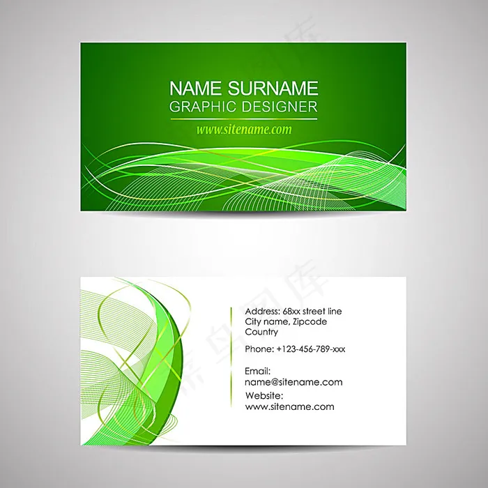 绿色商务名片设计eps,ai矢量模版下载