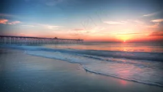 码头落日景色图片