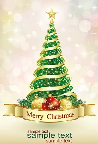 圣诞树挂球矢量