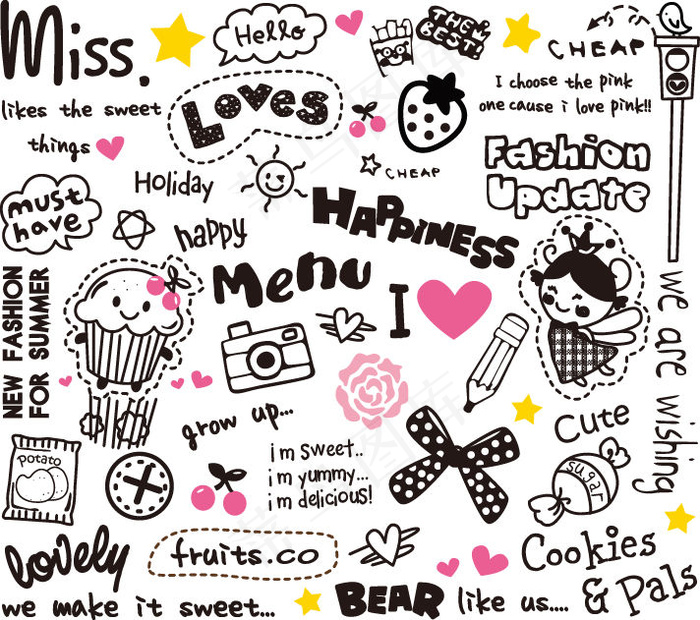 可爱的设计元素矢量集