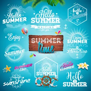 欢乐夏日海滨派对休闲时光旅游矢量