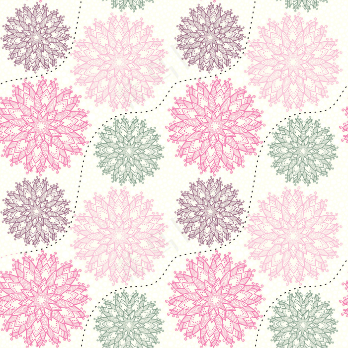 花无休止的花卉图案的无缝模式的无缝...