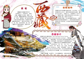 美丽西藏学生电子小报手抄报模板