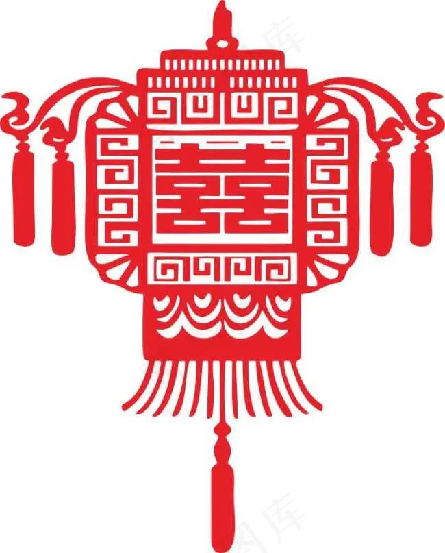 喜字剪纸cdr矢量模版下载