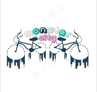 自行车印花矢量图图片