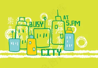 幼童印花素材 奶瓶都市