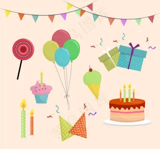 彩色生日素材