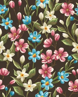 小清新花朵复古图案矢量图