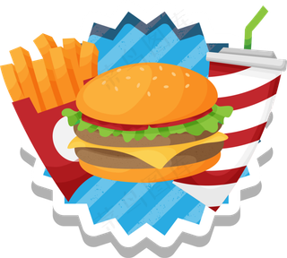 西式快餐西式汉堡薯条可乐PNG免扣...
