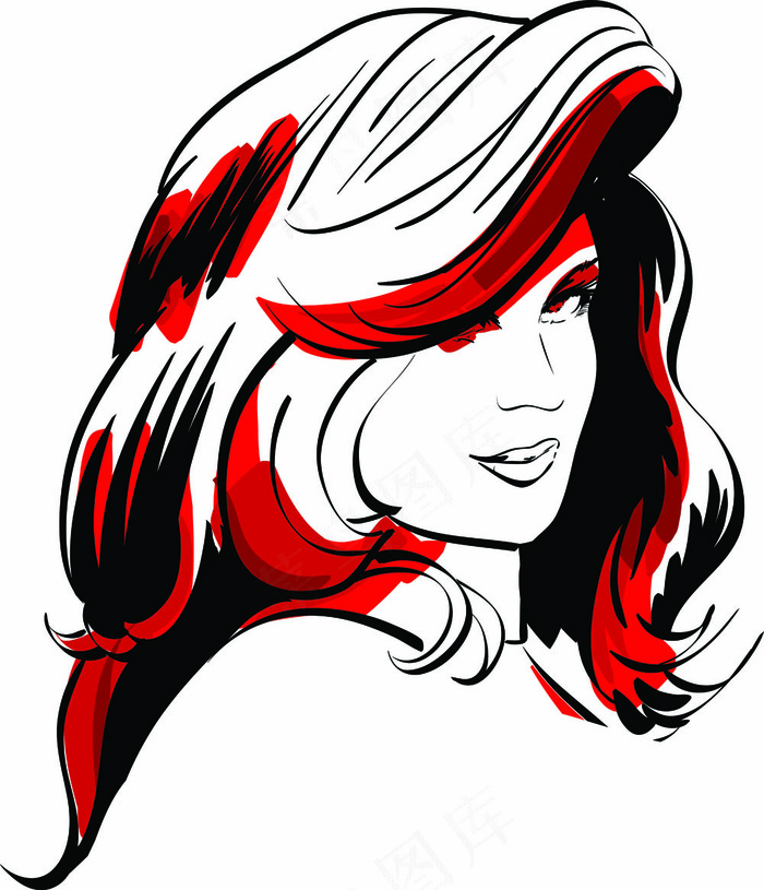 速写手绘美女头像矢量图4