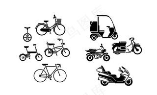 自行车摩托车车类矢量图