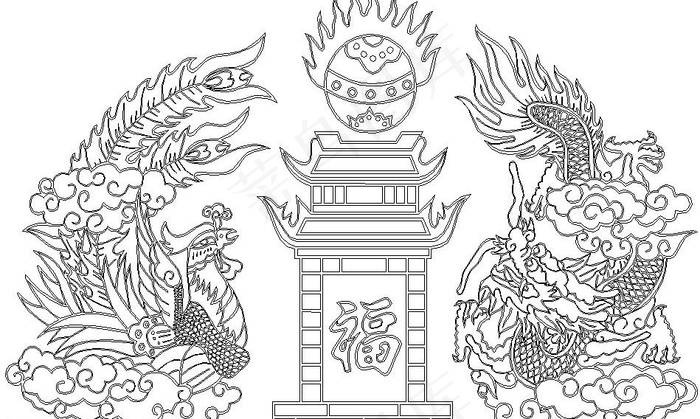 龙凤状元塔图片eps,ai矢量模版下载
