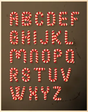 26个圣诞糖果字母矢量图艺术字体设...