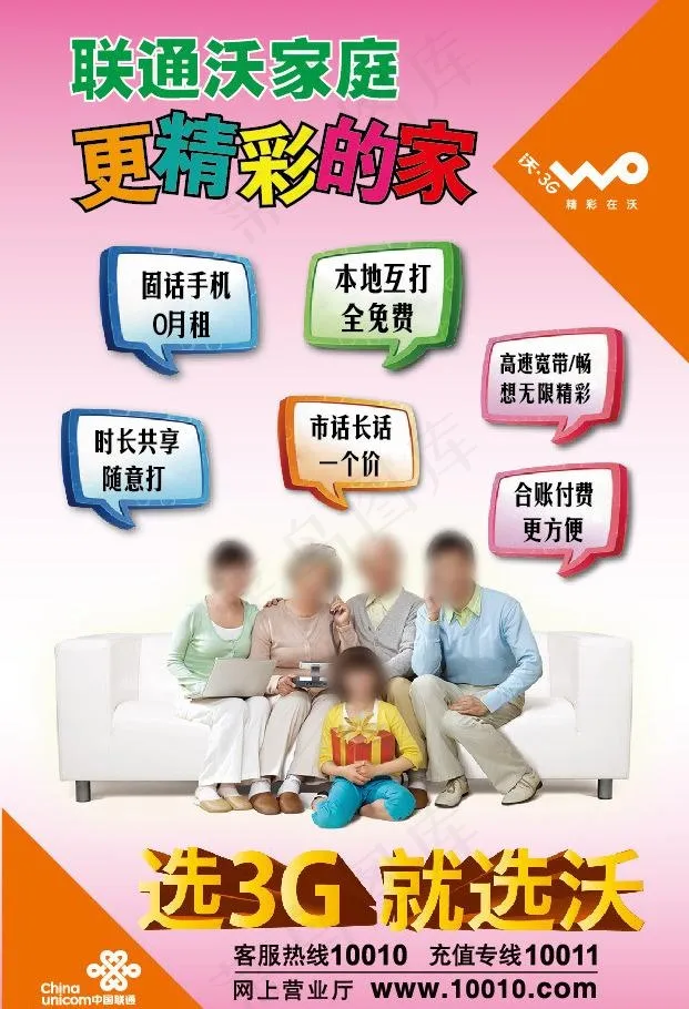 中国联通 沃家庭图片eps,ai矢量模版下载