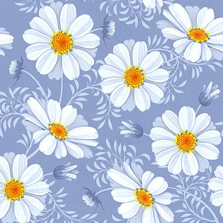 白色波斯菊无缝背景图片