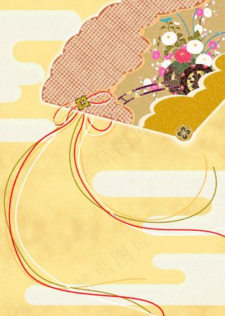 黄色扇形彩条背景图