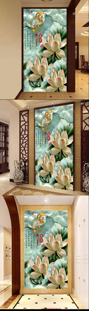 家和富贵玉雕玄关背景墙 家和富贵玉雕玄关背景墙