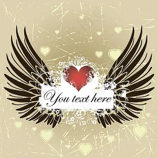 复古翅膀爱心背景
