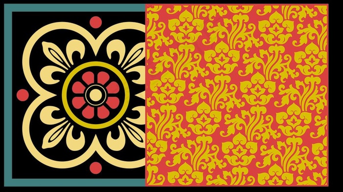 欧式黄色花纹图片