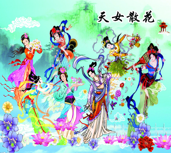 秦家岗灵棚画后边布景0003