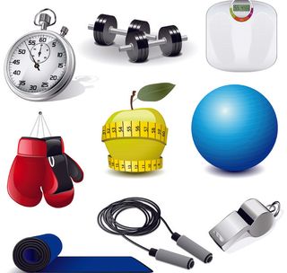 体育锻炼健身器材矢量图 AI