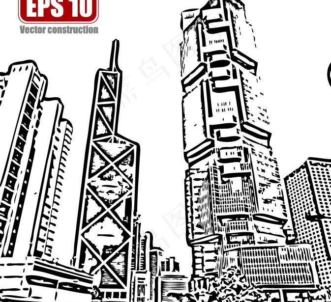 城市建筑矢量剪影图片eps,ai矢量模版下载