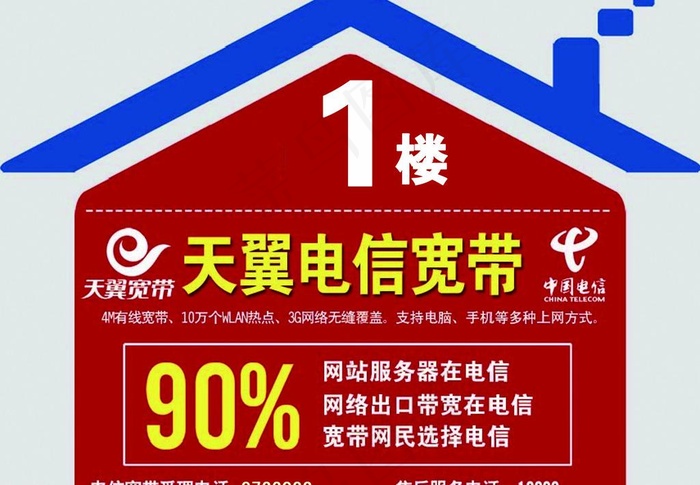 电信楼层贴图片psd模版下载