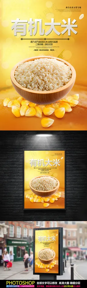 有机大米饭堂文化海报