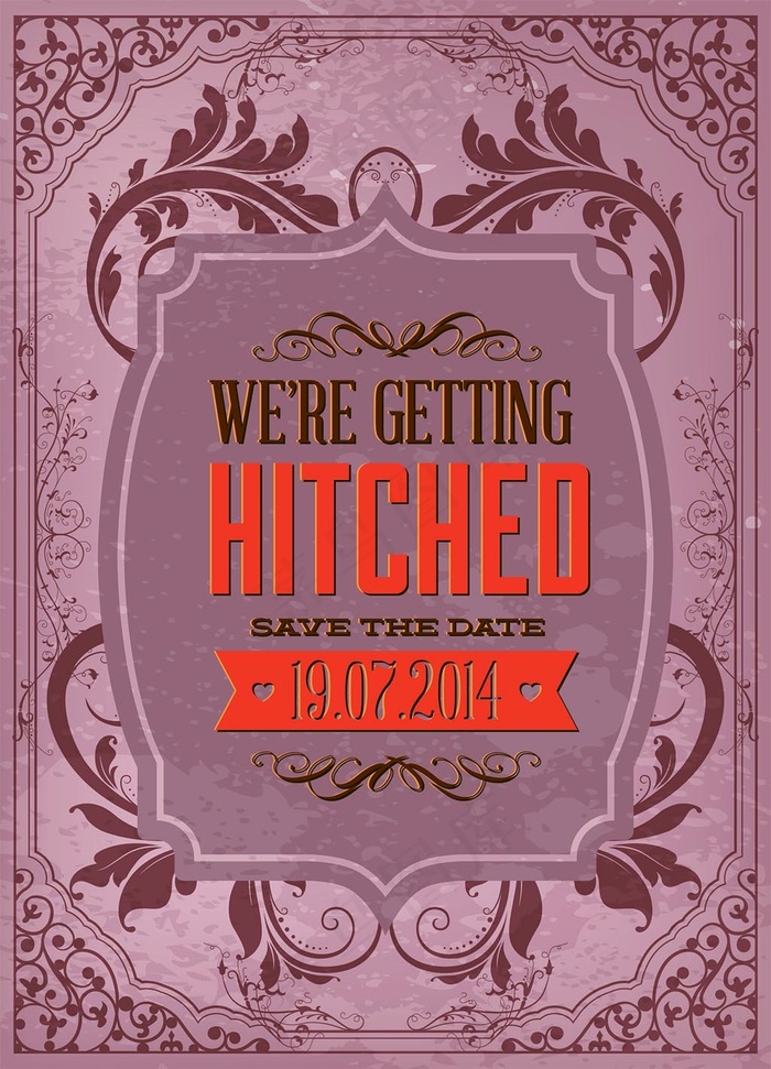 复古婚礼请柬封面矢量素材